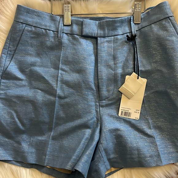 NWT ZADIG & Voltaire Please Lin Sparkle Linen-Blend Short In Azur Size 36(M) - Picture 9 of 15